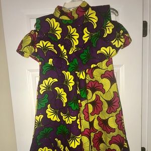 Multi-colored cold shoulder dress